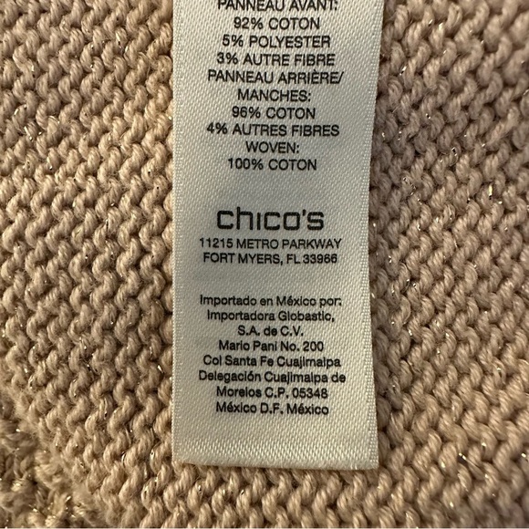 Chico’s Embellished Shine Evelyn open front cardigan in blush Large - Picture 13 of 14